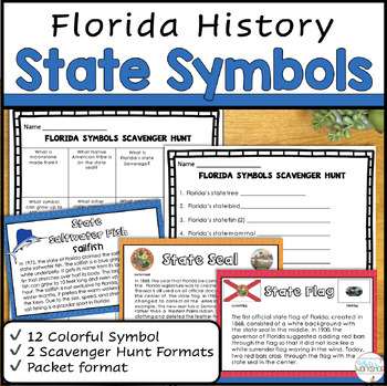 Preview of Florida Social Studies Symbols Task Card Activities