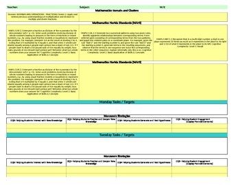 Preview of Florida Standards /Marzano Interactive Lesson Plan Template-Fifth Grade MAFS
