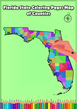 Preview of Florida State Coloring Pages Map of Counties Highlighting Rivers Lakes Cities