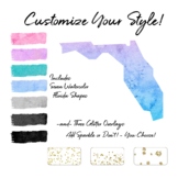 Florida State Glitter and Watercolor Digital Clipart Pack