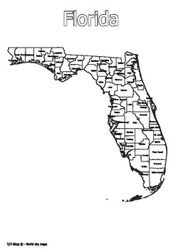 Preview of Florida State Map with Counties Coloring and Learning