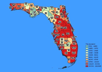 Florida State Map with Population, Density, Area with Worksheet | TPT