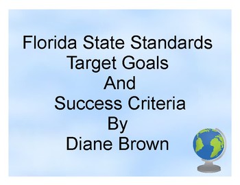 Preview of Florida State Social Studies Standards Target Goals and Succes Criteria