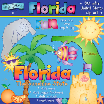 Florida State Symbols Clip Art Download - Sunshine State by DJ Inkers