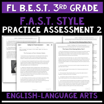 Preview of Florida's B.E.S.T. 3rd F.A.S.T. Assessment Prep Reading ELA Practice Test #2