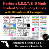 Florida's B.E.S.T. K-5 Math Student Vocabulary Cards with 