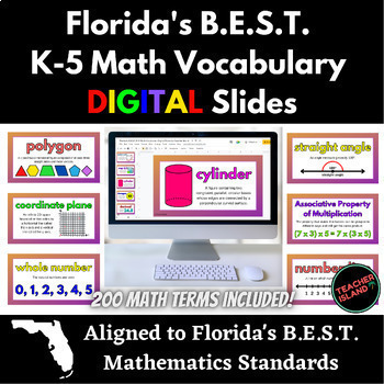 Preview of Florida's B.E.S.T. K-5 Math Vocabulary Digital Slides