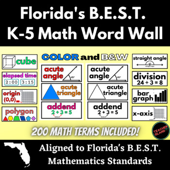 Florida's B.E.S.T. K-5 Math Word Wall in SPANISH
