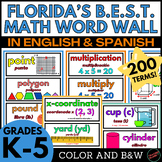 Florida's B.E.S.T. K-5 Math Word Wall in English & Spanish