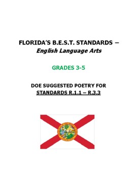 Preview of Florida's B.E.S.T. Standards - ELA:   GR K-5 Suggested Poetry, R.1.1 - R.3.3