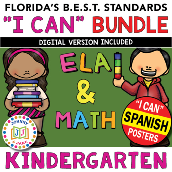 Preview of Florida's B.E.S.T. Standards | KDG ELA & MATH SPANISH +DIGITAL *"I Can" BUNDLE*