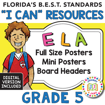 Preview of Florida's B.E.S.T. Standards I CAN Posters | GR5 ELA + Digital