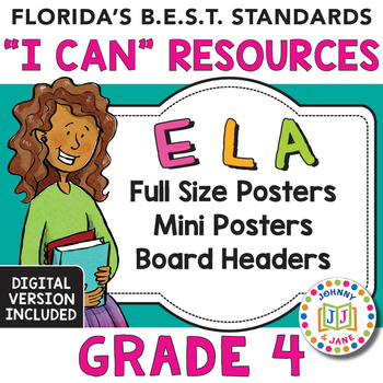 Preview of Florida's B.E.S.T. Standards I CAN Posters | GR4 ELA + Digital
