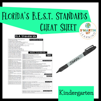 Preview of Florida's B.E.S.T. Standards - Kindergarten (Cheat Sheet)