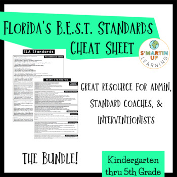 Preview of Florida's B.E.S.T. Standards - Kindergarten to 5th Grade (Cheat Sheets)