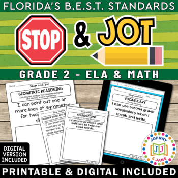 Preview of Florida's B.E.S.T. Stop and Jots | 2nd Grade