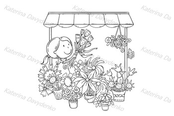 standing woman clipart black and white flower