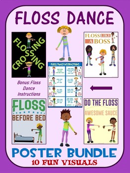 Preview of Floss Dance Poster Bundle: 10 Fun Visuals (with Bonus Instructional Poster)