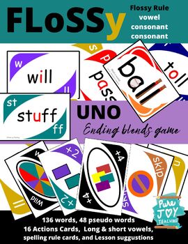 Preview of Floss rule Uno Card Game Final ff ll ss zz Word Sort all ell ill ull oll FSZL