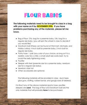 Preview of Flour Babies (List of supplies, rules and expectations) 