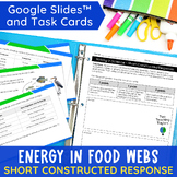 Food Chains & Food Webs Worksheet & Task Cards - Short Con