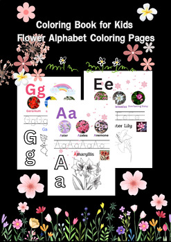 Preview of Flower Alphabet Coloring Pages - Coloring Book for Kids - ABC Learning Book