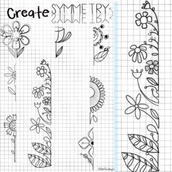 flower art symmetry drawing worksheet printable pdf by the artsy fart