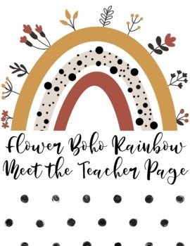 Preview of Flower Boho Rainbow Meet the Teacher