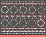 Flower Border Clip Art, 20 Rose Quartz, Peach Echo and Whi