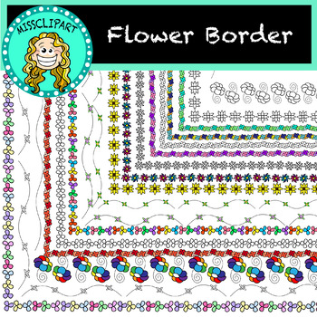 Flower Borders and Frames (Color and B&W){MissClipArt} by MissClipArt