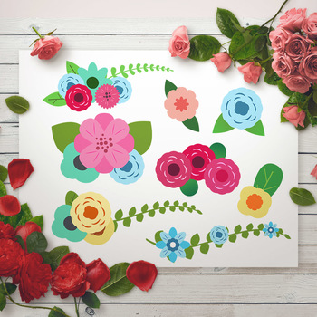 Flower Bunches Clipart, Floral Wedding Clipart, Digital Bouquet ...