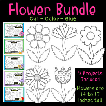 Flower Bundle – Spring Garden Art Projects - Cut & Color Activities