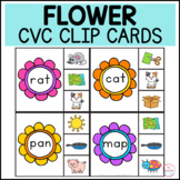 Flower CVC Clip Cards Reading Activity for Kindergarten & 