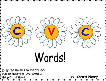 Preview of Flower CVC Words - Promethean Board Activity