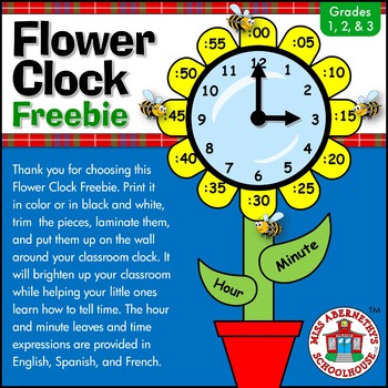 Preview of Flower Clock Labels Freebie