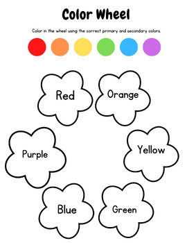 Flower Color Wheel Worksheet by Belle Marien | TPT