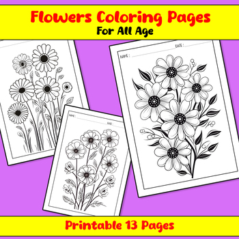 Coloring Book Patterns: FLOWERS TO COLOR A4 Adults Kids Coloring