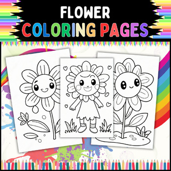 Preview of Flower Coloring Pages for: Homeschool, Classroom, and Preschool to Grades 1-5
