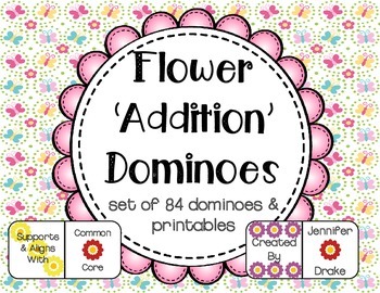 Preview of Flower Dominoes; Use For Addition, Joining Groups & Fact Families!  CC Aligned!
