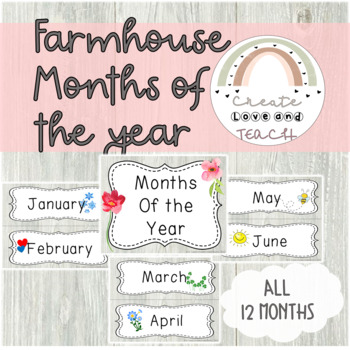 Preview of Farmhouse Months of the Year Posters-PRINTABLE