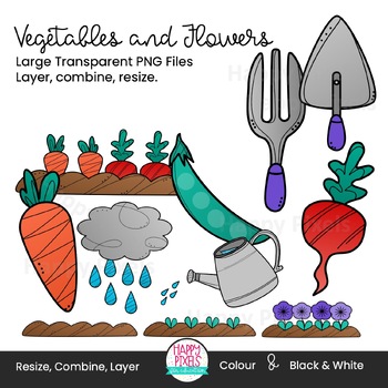 mix vegetables clipart black and white flower