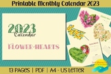 Flower Hearts Monthly Wall Calendar 2023