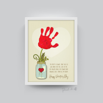 Preview of Flower Jar / Happy Valentine's Day / Handprint Art Activity Craft 0144