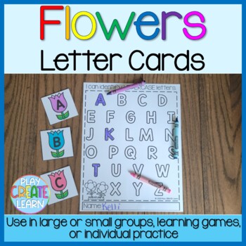 Flower Letter Identification Cards 2 sizes color & b/w by Play Create Learn