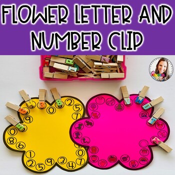 Preview of Flower Letter and Number Clips-Fine Motor