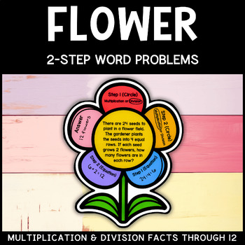 Preview of Flower Math Craft | Spring Two-Step Multiplication & Division Word Problems