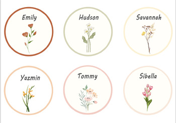 Preview of Flower Name Tags Pastel