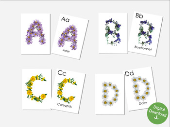 Preview of Flower Names Matching Cards with real pictures of flowers - Alphabet