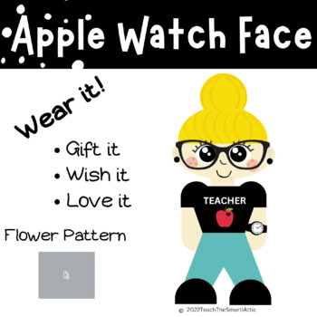 Preview of Flower Pattern Teal and White - Apple Watch Design - Gift for Teacher