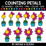Spring Flower Petal Counting Clipart + FREE Blacklines - C